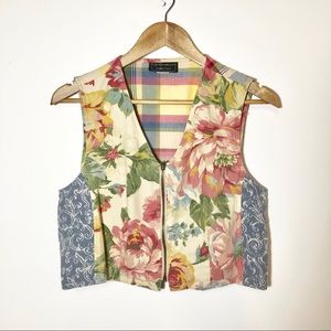 Vintage Multi Pattern Zipper Vest Size 8